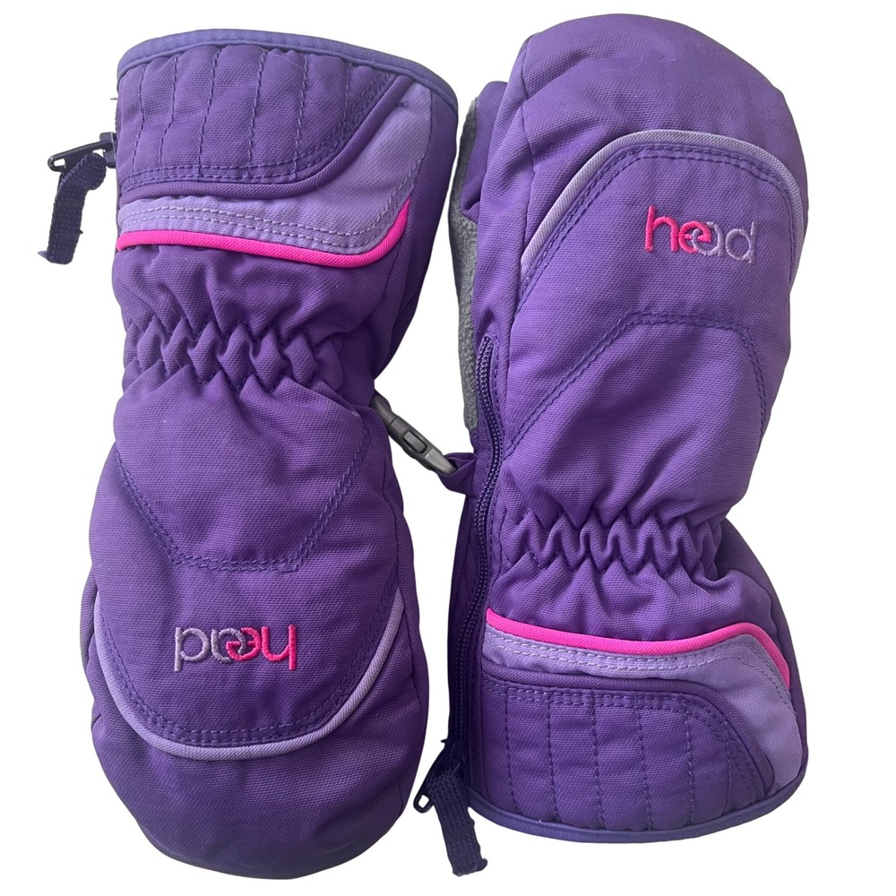 Head Kids XS Purple Insulated Winter Mittens Faux Fur Lined Ski Snow Mitts